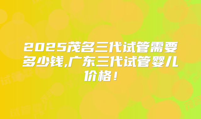 2025茂名三代试管需要多少钱,广东三代试管婴儿价格！