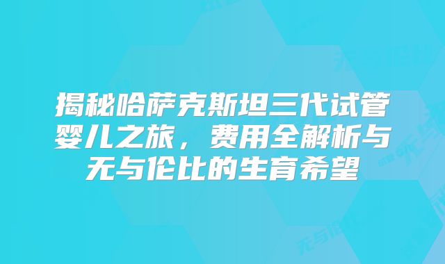 揭秘哈萨克斯坦三代试管婴儿之旅，费用全解析与无与伦比的生育希望