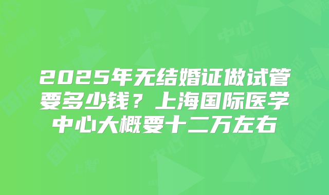 2025年无结婚证做试管要多少钱?上海国际医学中心大概要十二万左右