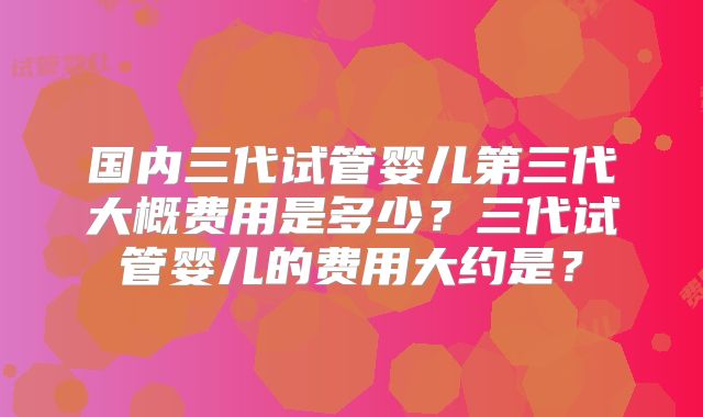 国内三代试管婴儿第三代大概费用是多少？三代试管婴儿的费用大约是？