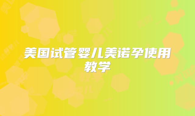 美国试管婴儿美诺孕使用教学