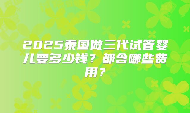 2025泰国做三代试管婴儿要多少钱？都含哪些费用？