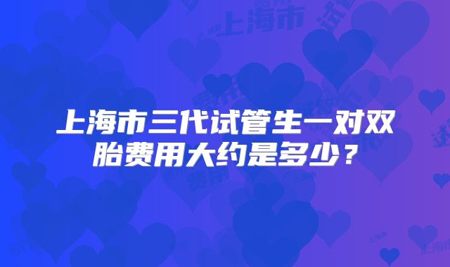 上海市三代试管生一对双胎费用大约是多少？