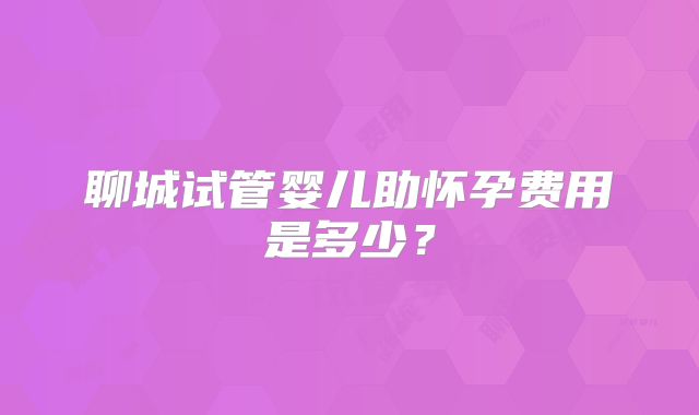 聊城试管婴儿助怀孕费用是多少？