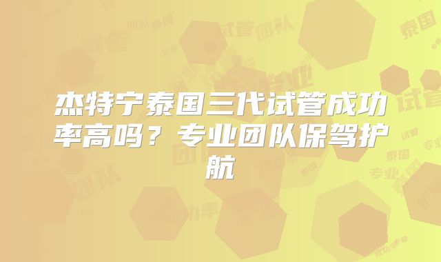 杰特宁泰国三代试管成功率高吗？专业团队保驾护航