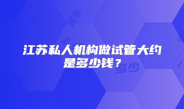江苏私人机构做试管大约是多少钱？