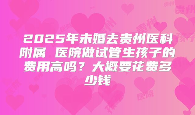 2025年未婚去贵州医科附属 医院做试管生孩子的费用高吗?大概要花费多少钱