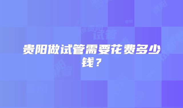 贵阳做试管需要花费多少钱？