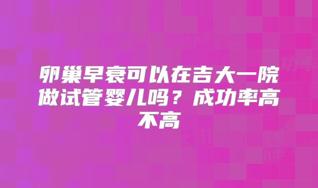 卵巢早衰可以在吉大一院做试管婴儿吗？成功率高不高