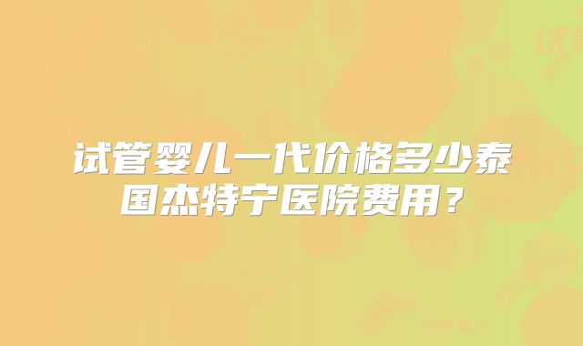试管婴儿一代价格多少泰国杰特宁医院费用？