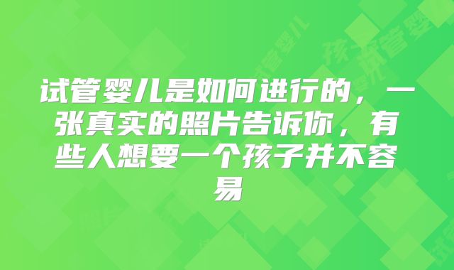 试管婴儿是如何进行的，一张真实的照片告诉你，有些人想要一个孩子并不容易