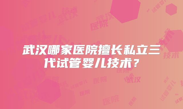 武汉哪家医院擅长私立三代试管婴儿技术？