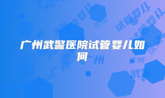 广州武警医院试管婴儿如何