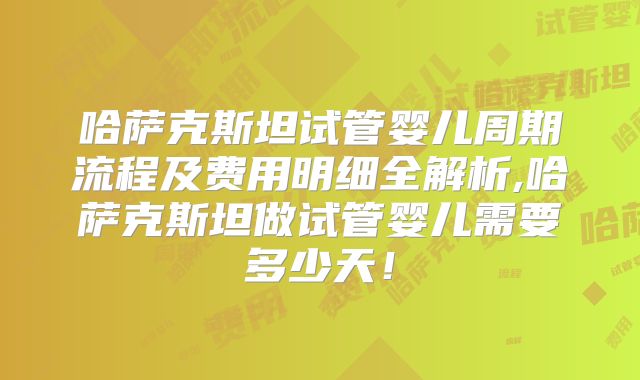 哈萨克斯坦试管婴儿周期流程及费用明细全解析,哈萨克斯坦做试管婴儿需要多少天！