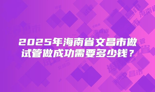 2025年海南省文昌市做试管做成功需要多少钱?