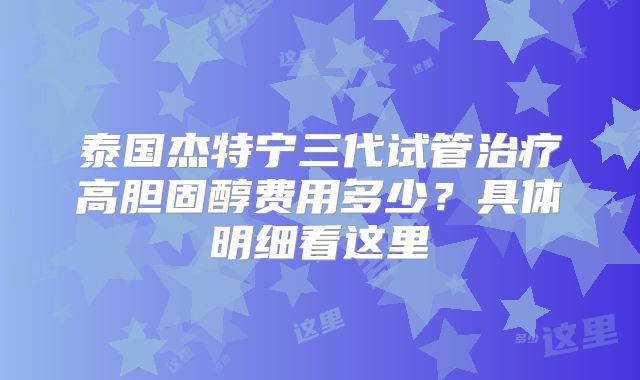 泰国杰特宁三代试管治疗高胆固醇费用多少？具体明细看这里