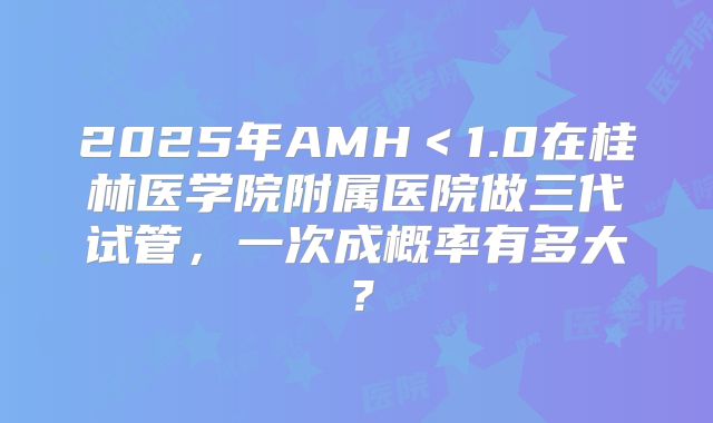 2025年AMH＜1.0在桂林医学院附属医院做三代试管，一次成概率有多大？