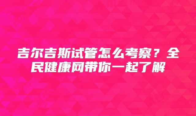 吉尔吉斯试管怎么考察?全民健康网带你一起了解
