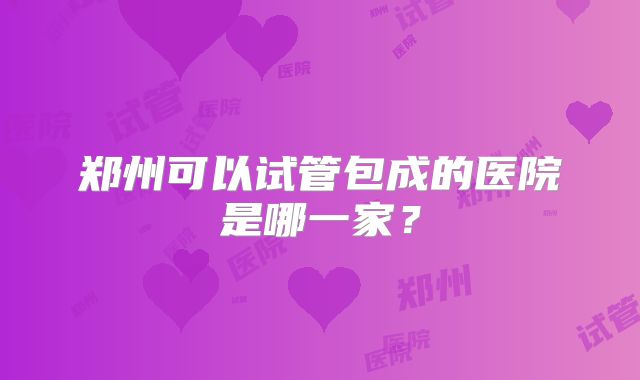 郑州可以试管包成的医院是哪一家？