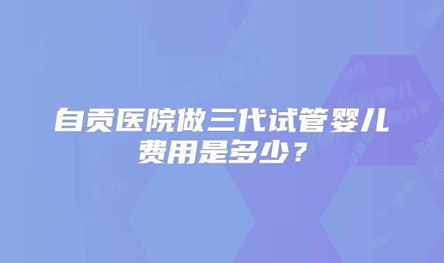 自贡医院做三代试管婴儿费用是多少？