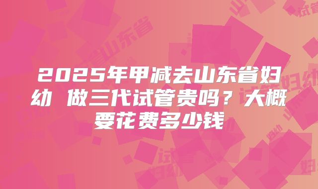 2025年甲减去山东省妇幼 做三代试管贵吗?大概要花费多少钱