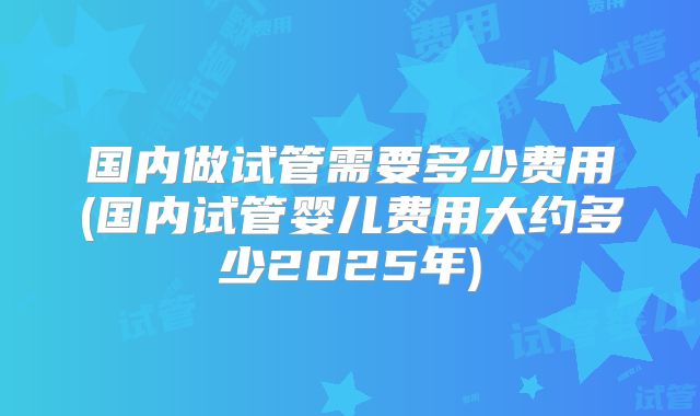 国内做试管需要多少费用(国内试管婴儿费用大约多少2025年)