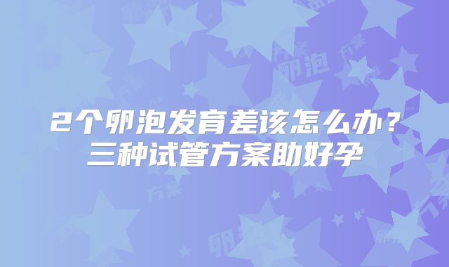 2个卵泡发育差该怎么办?三种试管方案助好孕