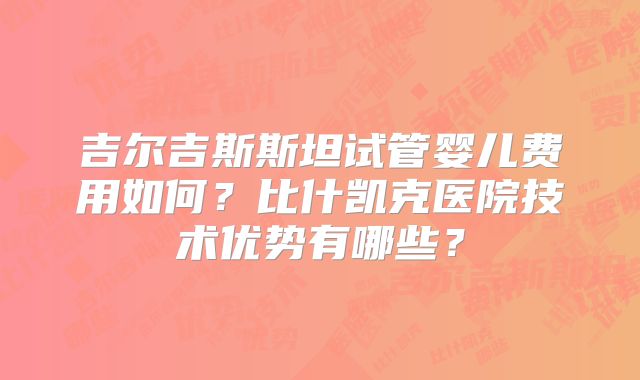 吉尔吉斯斯坦试管婴儿费用如何？比什凯克医院技术优势有哪些？