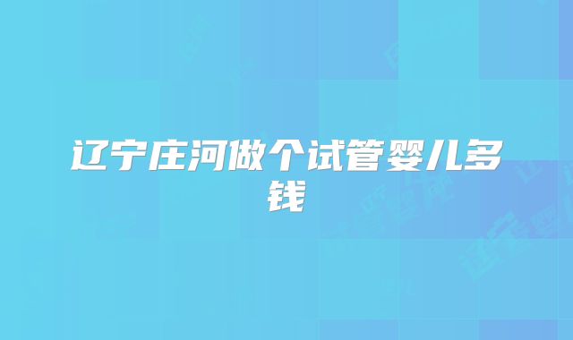 辽宁庄河做个试管婴儿多钱