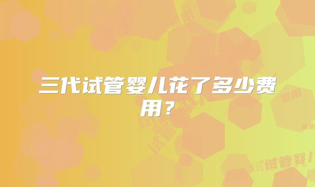 三代试管婴儿花了多少费用？