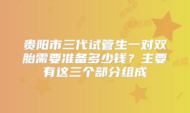 贵阳市三代试管生一对双胎需要准备多少钱?主要有这三个部分组成
