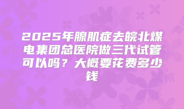 2025年腺肌症去皖北煤电集团总医院做三代试管可以吗？大概要花费多少钱