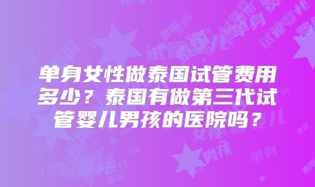 单身女性做泰国试管费用多少?泰国有做第三代试管婴儿男孩的医院吗?