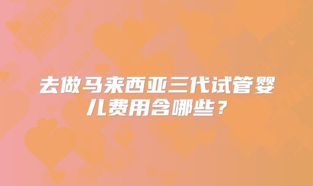 去做马来西亚三代试管婴儿费用含哪些？