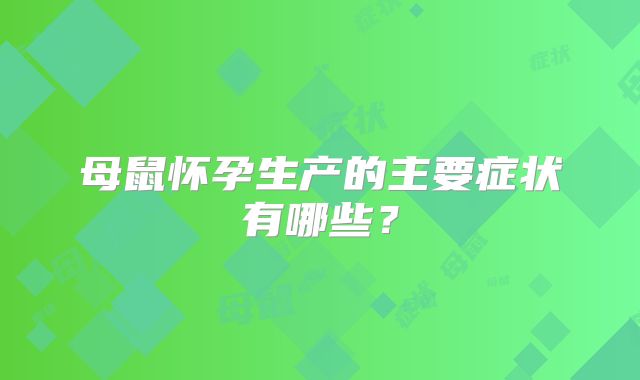 母鼠怀孕生产的主要症状有哪些?