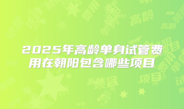 2025年高龄单身试管费用在朝阳包含哪些项目