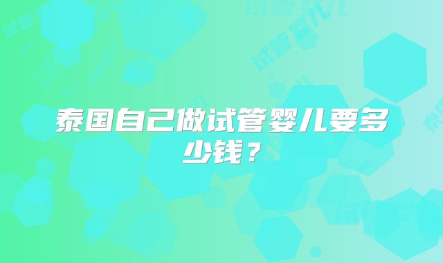 泰国自己做试管婴儿要多少钱？