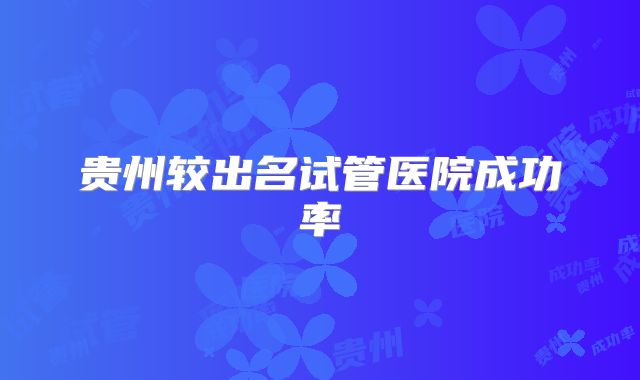 贵州较出名试管医院成功率
