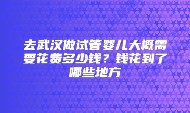 去武汉做试管婴儿大概需要花费多少钱？钱花到了哪些地方