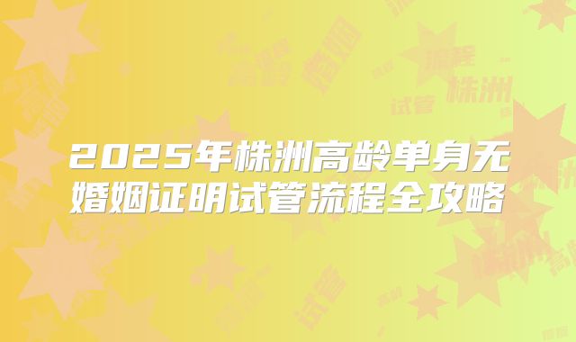 2025年株洲高龄单身无婚姻证明试管流程全攻略