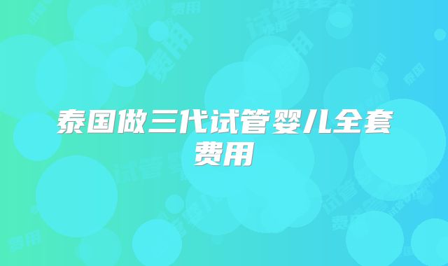 泰国做三代试管婴儿全套费用