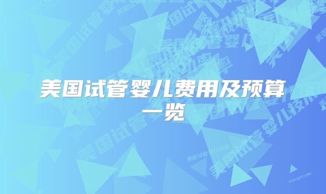 美国试管婴儿费用及预算一览