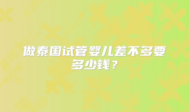 做泰国试管婴儿差不多要多少钱?
