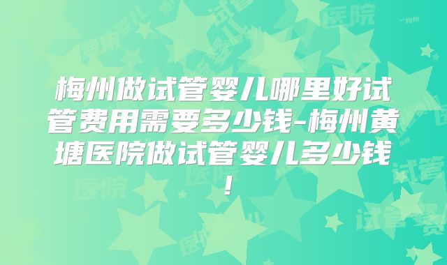 梅州做试管婴儿哪里好试管费用需要多少钱-梅州黄塘医院做试管婴儿多少钱！