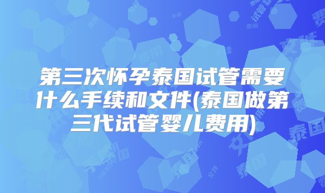 第三次怀孕泰国试管需要什么手续和文件(泰国做第三代试管婴儿费用)