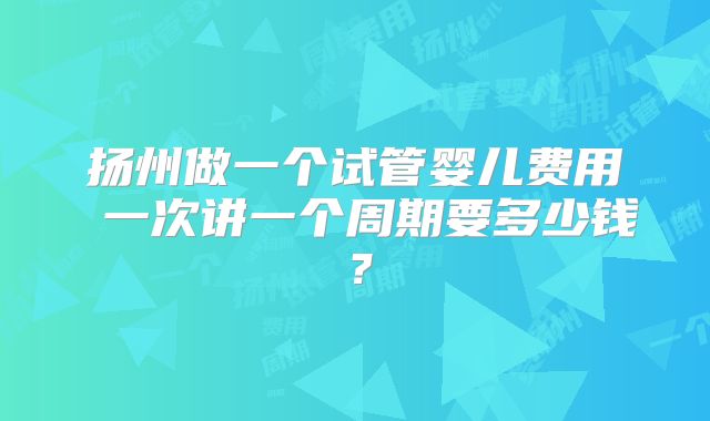扬州做一个试管婴儿费用 一次讲一个周期要多少钱?