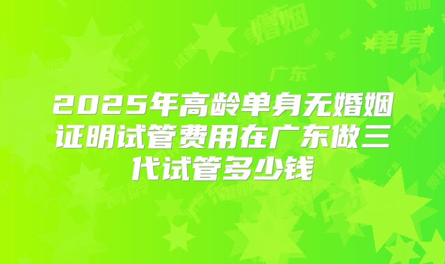 2025年高龄单身无婚姻证明试管费用在广东做三代试管多少钱