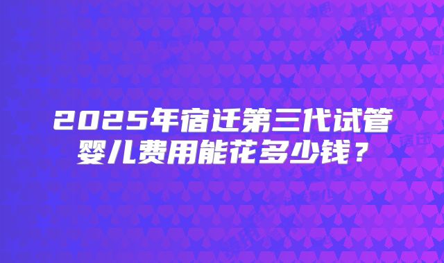 2025年宿迁第三代试管婴儿费用能花多少钱？