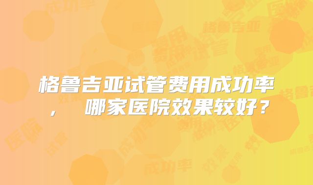 格鲁吉亚试管费用成功率， 哪家医院效果较好？