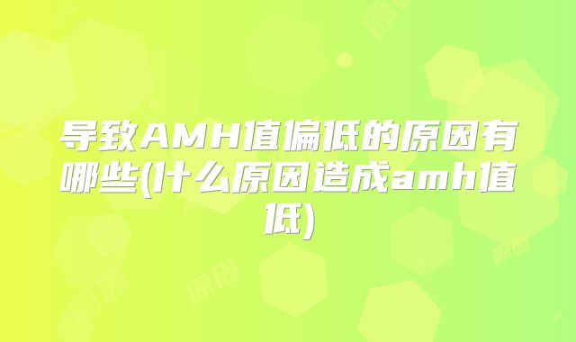 导致AMH值偏低的原因有哪些(什么原因造成amh值低)